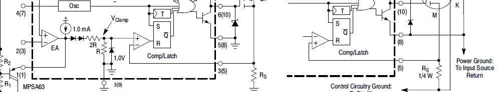 There are errors in the in-phase and inverting terminals of the current detecting comparator