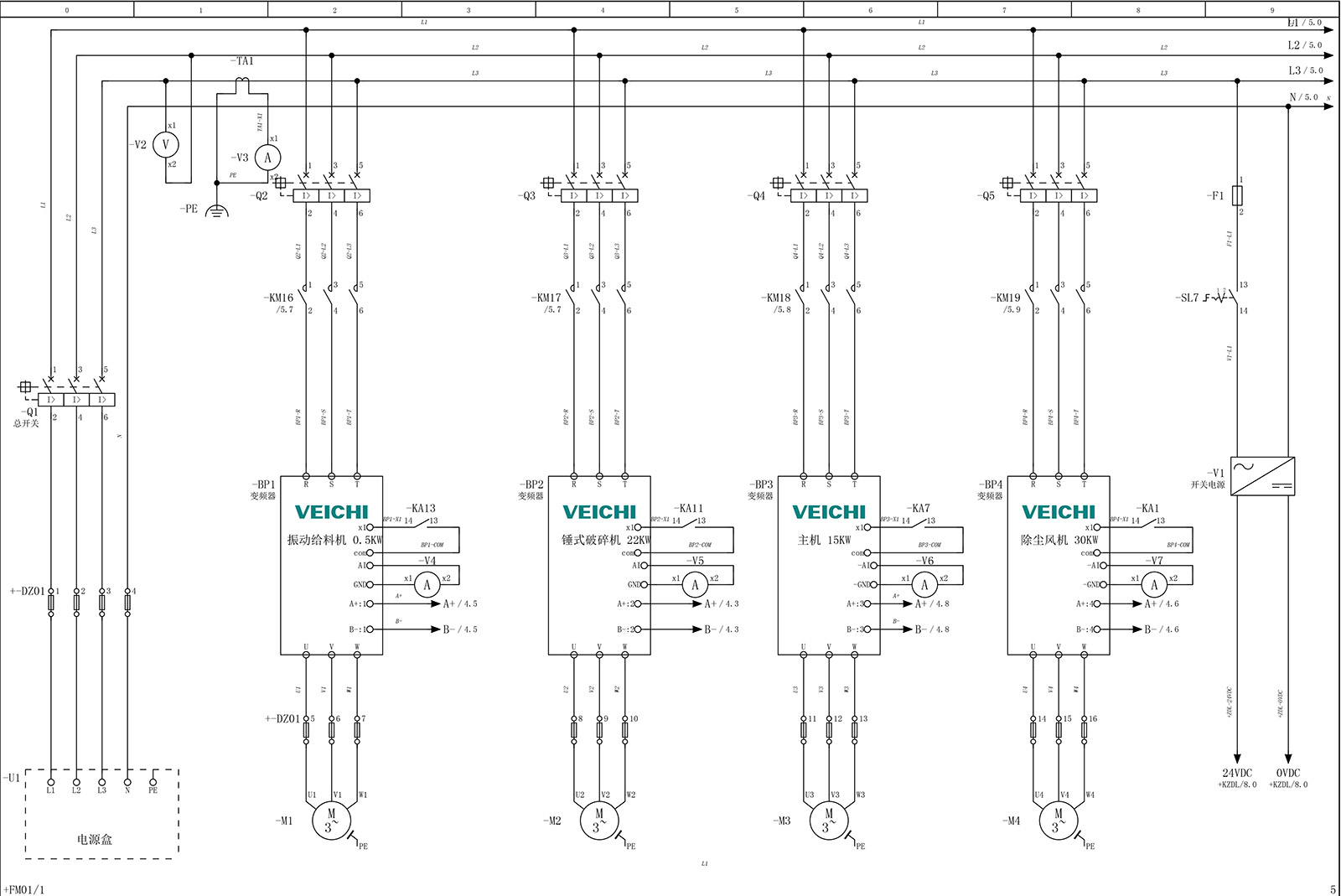 Frequency inverter main control circuit diagram