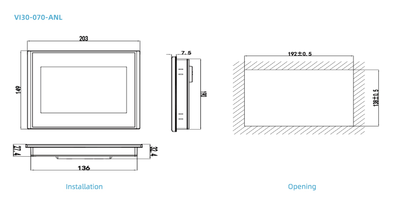 Installation Dimension of VI30-070-ANL